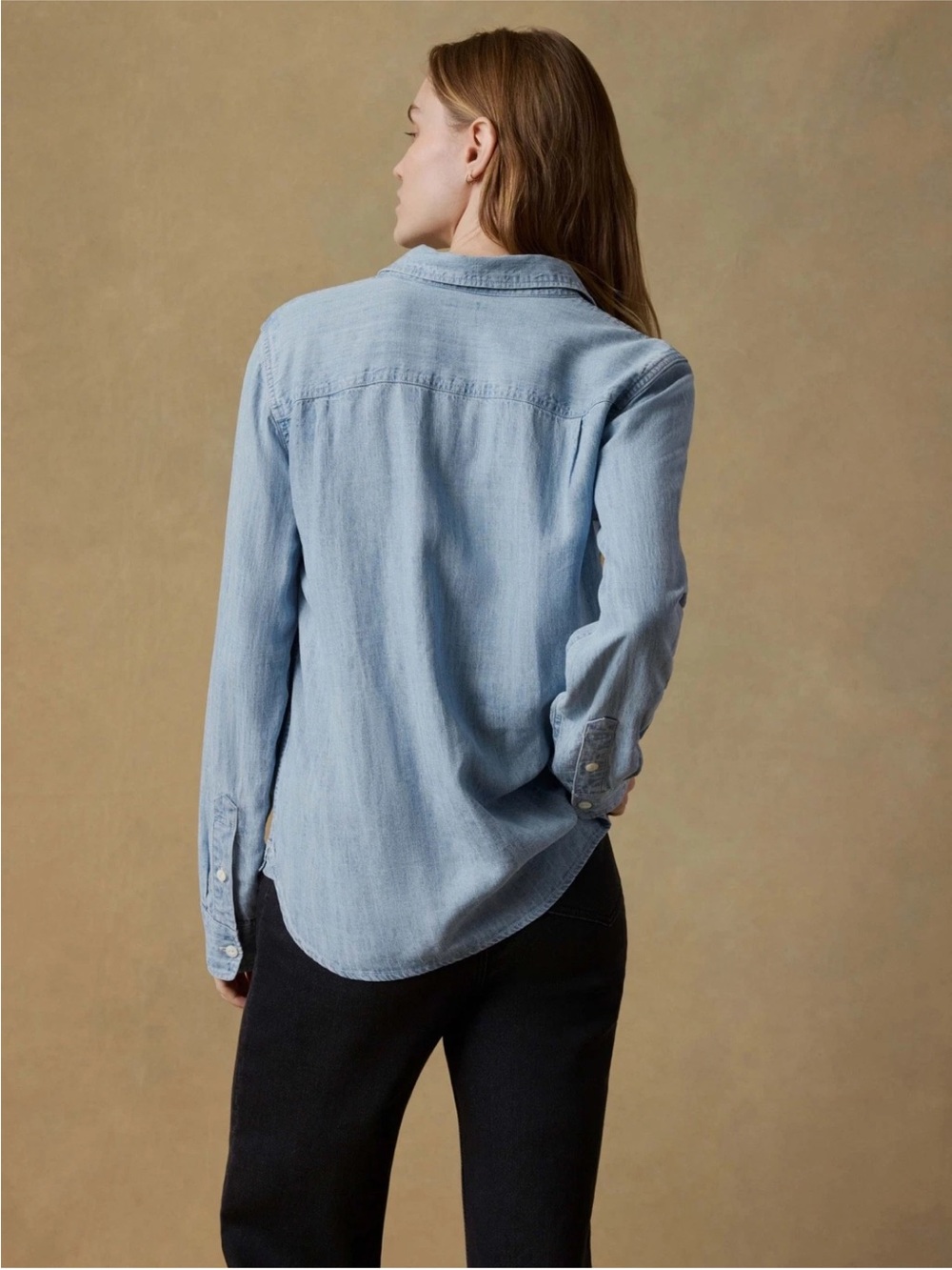NWT FAHERY Tried & True Chambray Classic Shirt Size Large L Tencel Long Sleeve - Picture 3 of 6